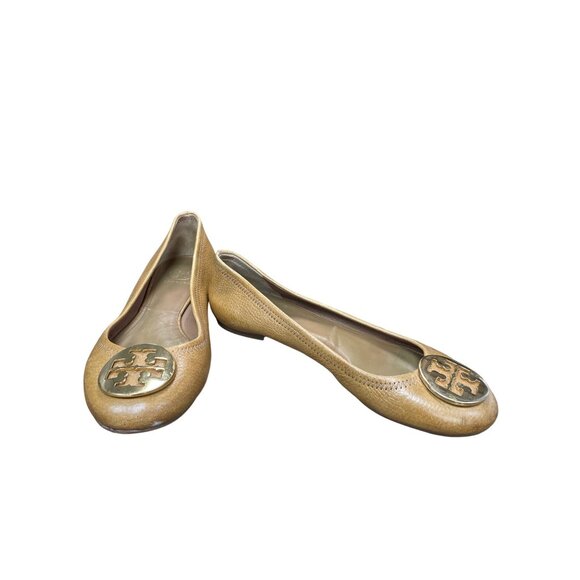 Tory Burch Womens Brown Leather Slip-On Flats Size 7M SKU 9117 - Picture 1 of 11